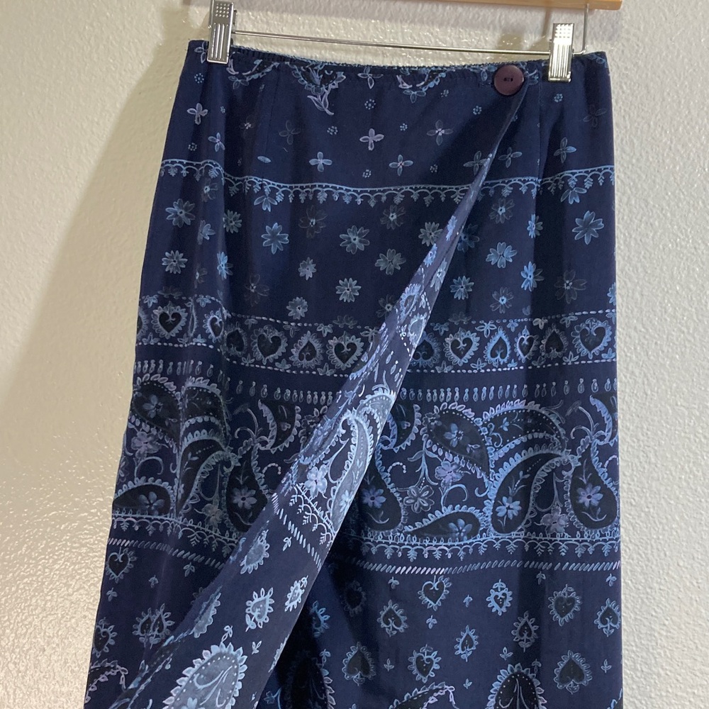 Vintage 90s Y2K Bandana Paisley Print Wrap Maxi Midi Skirt Boho Western sz S/M